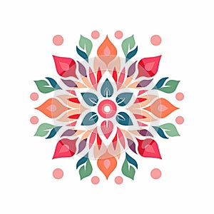 Minimalistic White Background Mandalas Flor Icon Pattern Design