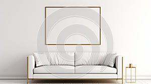 Minimalistic White Couch With Golden Frame - Advertising Art In 8k Resolution
