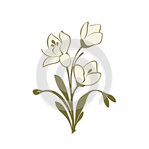 Minimalistic White Flower Art Logo Vector - Influenced By Ancient Chinese Art