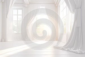 Minimalistic White Interior with Sunny Windows