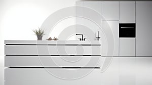 Minimalistic White Kitchen Cabinets With Island Modern Design