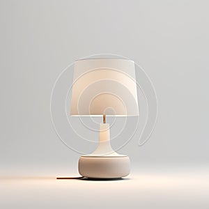 Minimalistic White Lamp On Glass Stand: Photobashing, Simplistic Cartoon And Realistic Rendering Techniques