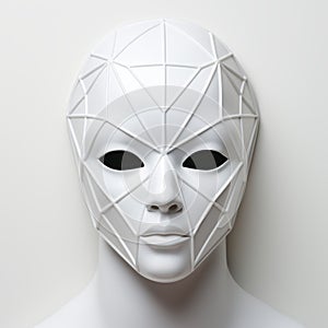 Minimalistic White Mask With Geometrical Lines And Poetcore Influence