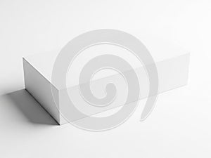 A minimalistic, white, rectangular object casting a shadow on a plain background isolated on white background