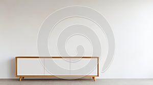 Minimalistic White Wall Sideboard With Golden Empty Frame
