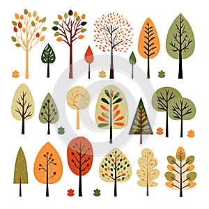 Minimalistic woodland trees