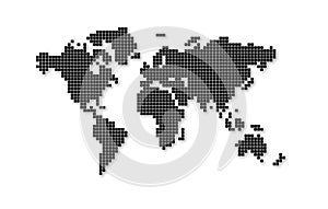 Minimalistic world map from black squares, vector illustration