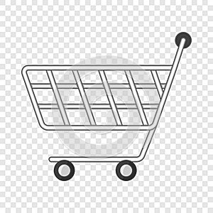 Minimarket shopping cart icon, cartoon style