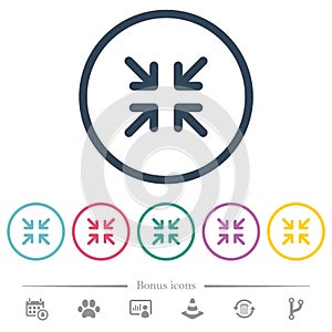 Minimize arrows flat color icons in round outlines photo