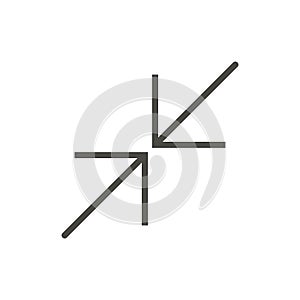 Minimize icon vector. Line resize symbol isolated. Trendy flat outline ui sign design. Thin linear photo