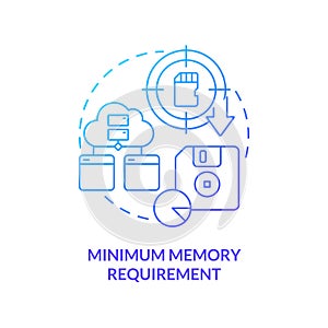 Minimum memory requirement blue gradient concept icon