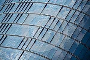 Minimum skyscraper window view under blue sky