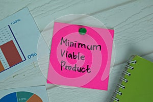 Minimum Viable Product write on sticky notes isolated on office desk