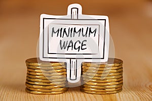 Minimum wage banner with money.