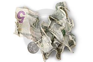Minimum Wage - Crumpled Bills photo