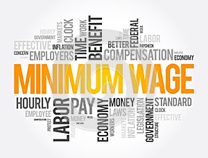 Minimum Wage word cloud collage, business concept