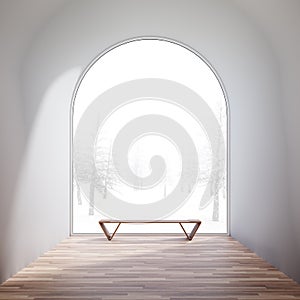 Mininal style empty arch shape room 3d render