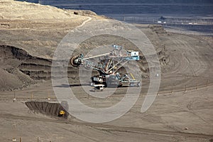 Mining, bucket wheel excavator and loader