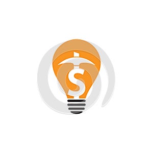 Mining bulb shape concept Logo Design.