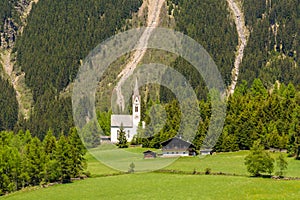 The mining chapel of S. Maddalena. The Gothic chapel was built in 1480 by the miners of Monteneve, Ridanna Valley/ Ridnaun Valley,