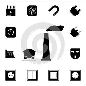 Mining concept with heavy industry machines and coal truck icon. Set of energy icons. Premium quality graphic design icons. Signs