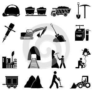 Mining constructions icons set