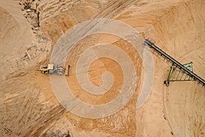 Mining conveyor and mining machinery at sand quarry