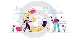 Data mining vector illustration. Flat tiny