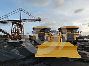 Mining Dozer working in coal mine
