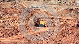 Mining dump trucks and excavators