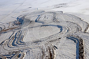 Mining, dumps the rocks of the coal field, aerial photo