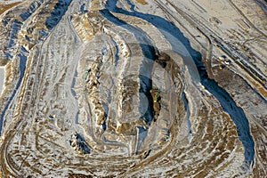 Mining, dumps the rocks of the coal field, aerial photo