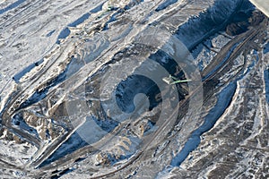 Mining, dumps the rocks of the coal field, aerial photo