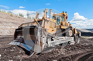 Mining Equipment or Mining Machinery, Bulldozer from open-pit or open-cast mine as the Coal Production.