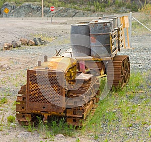 Mining equipment at an outdoor museum in yellowknife