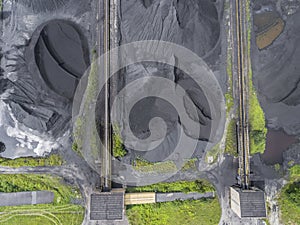 Mining excavator on the bottom surface mine. Brown coal deposits