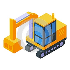 Mining excavator icon isometric vector. Gold mine