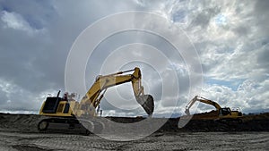 Mining Excavator working in coal mine