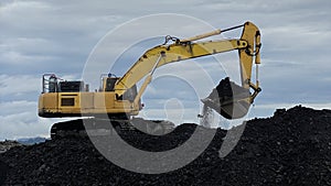 Mining Excavator working in coal mine