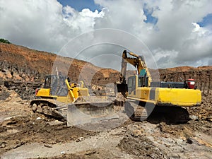 Mining Excavator working in coalmine