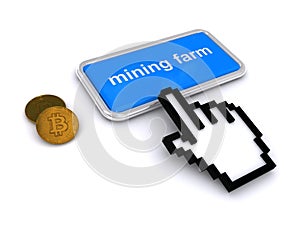 Mining farm button on white