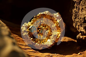 Mining gold precious nugget. Generate ai photo