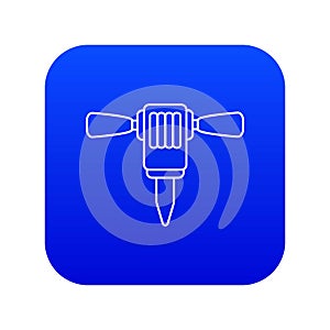 Mining hammer drill icon blue vector
