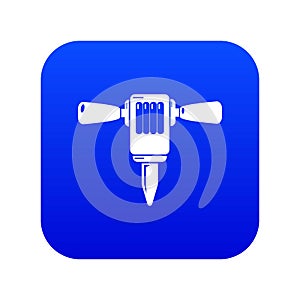 Mining hammer drill icon blue vector