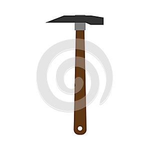 Mining hammer power work sign vector icon. Pickaxe heavy climber factory money. Underground gold truck industry