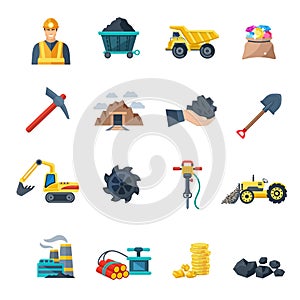 Mining Icons Flat