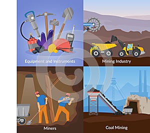 Mining Inductry Flat Design Concept