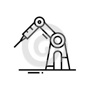 Mining indusrty bot line icon, concept sign, outline vector illustration, linear symbol.