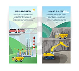 Mining Industry Banners Set