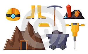 Mining Industry Equipments and Objects Vector